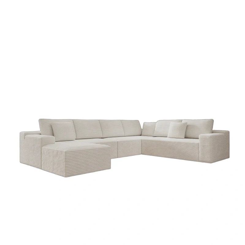 Flexo Corduroy Modular Sectional Couch 6-7 Seat Sofa