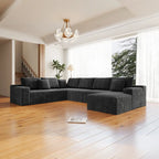 Flexo Corduroy Modular 6-Seat Sectional Couch with ottoman