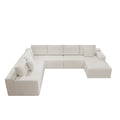 Flexo Corduroy Modular 6-Seat Sectional Couch with ottoman