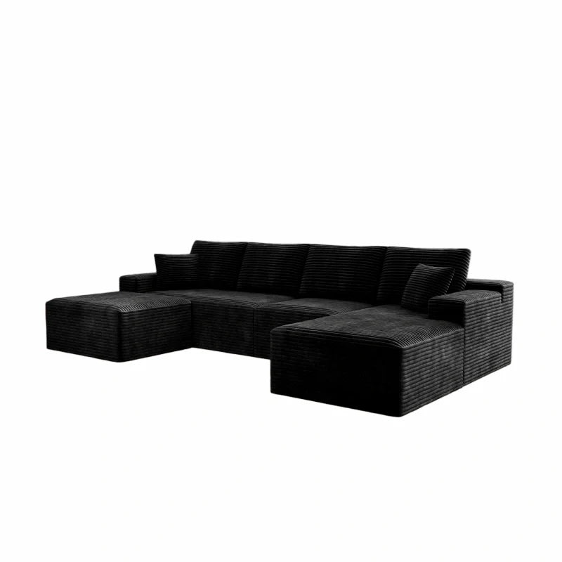 Flexo Corduroy Modular U-Shaped Sectional with Chaise and Ottoman