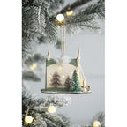 Set of 6 Light Up Cardboard Tent Ornaments with Tree and Star Cutouts