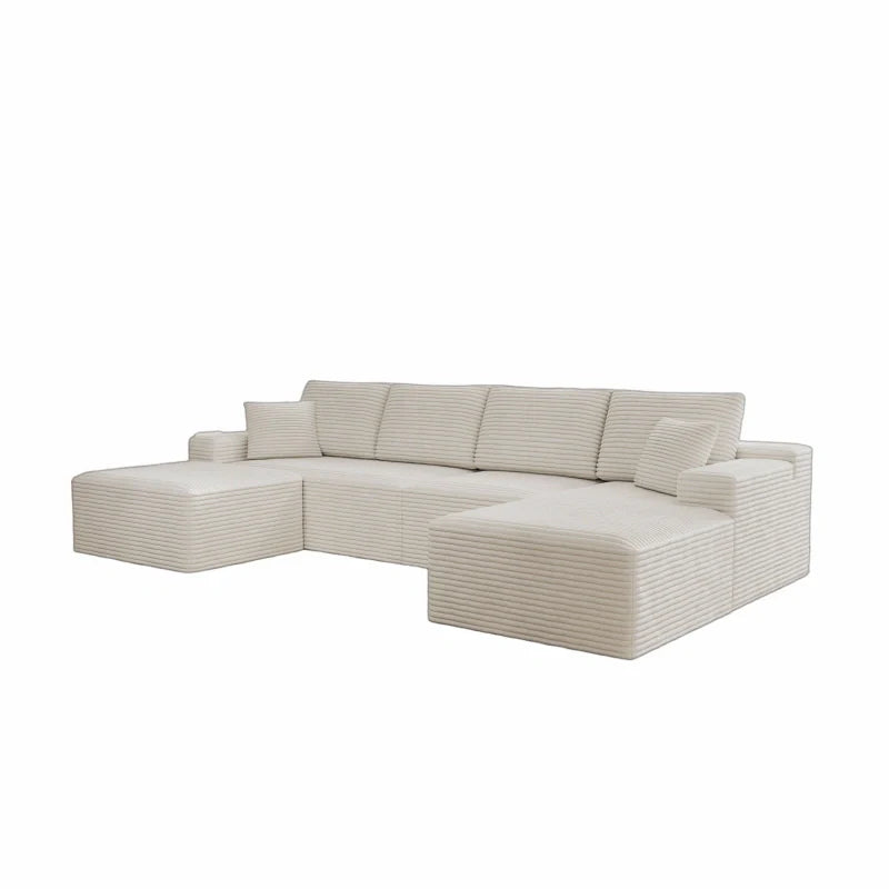 Flexo Corduroy Modular U-Shaped Sectional with Chaise and Ottoman
