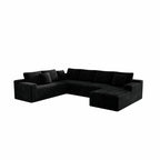 Flexo Corduroy Modular 6-Seat Sectional Couch with Lounge Chaise