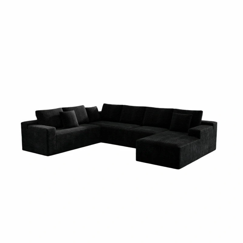 Flexo Corduroy Modular 6-Seat Sectional Couch with Lounge Chaise