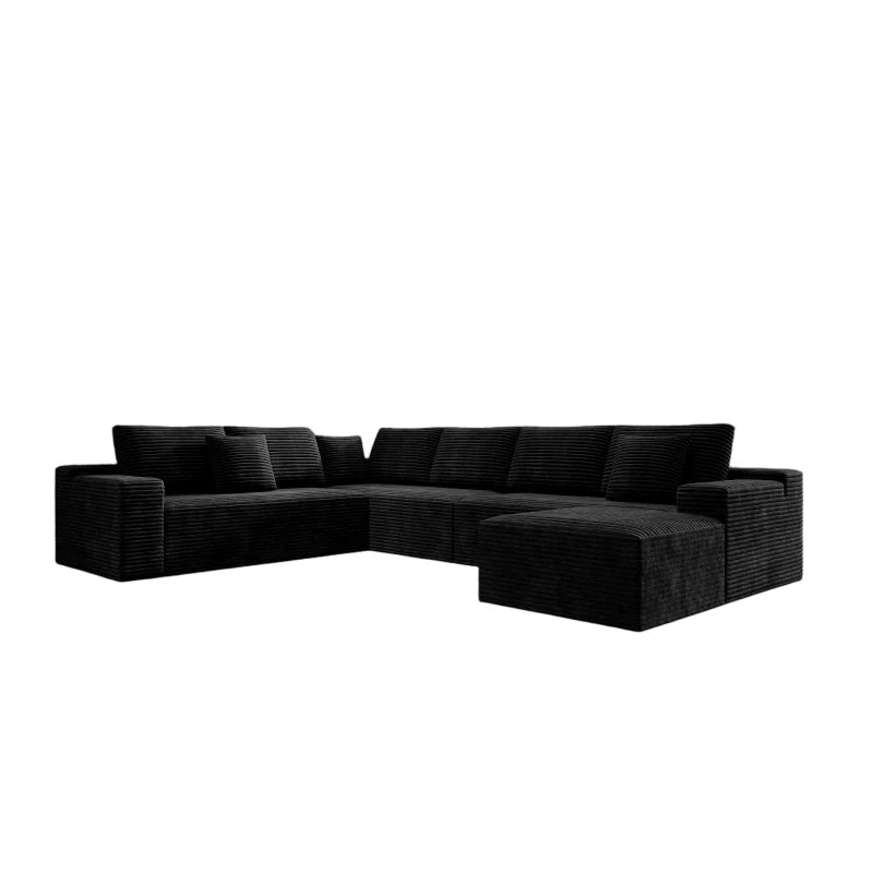 Flexo Corduroy Modular 6-Seat Sectional Couch with ottoman