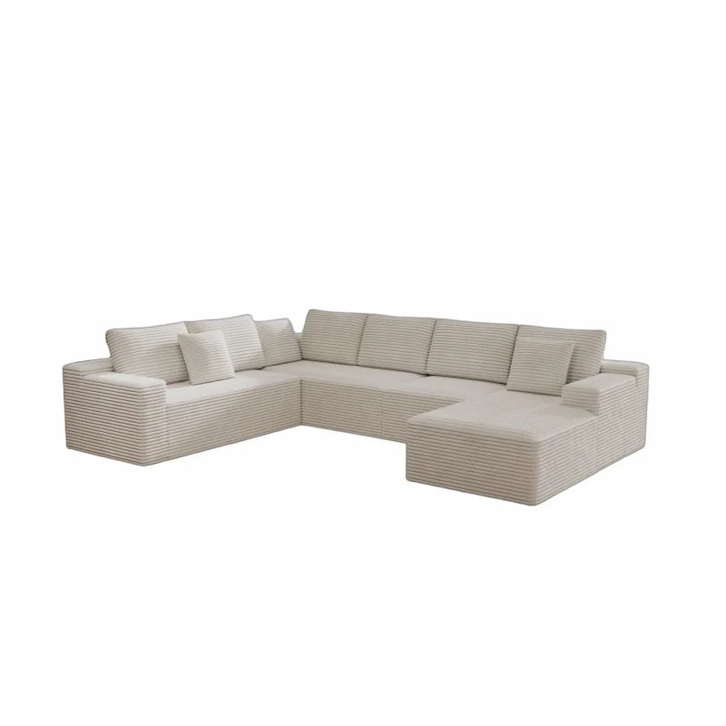 Flexo Corduroy Modular 6-Seat Sectional Couch with Lounge Chaise