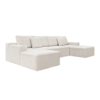 Flexo Corduroy Modular U-Shaped Sectional Couch with 2 ottomans