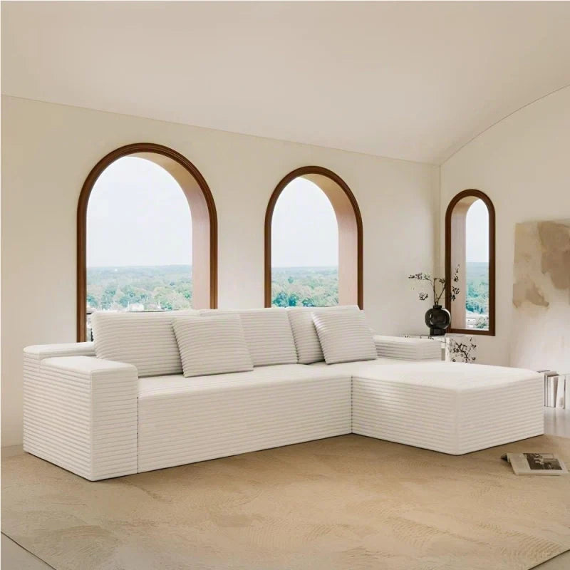 Flexo Corduroy Modular Sectional L-Shaped Sofa Chaise