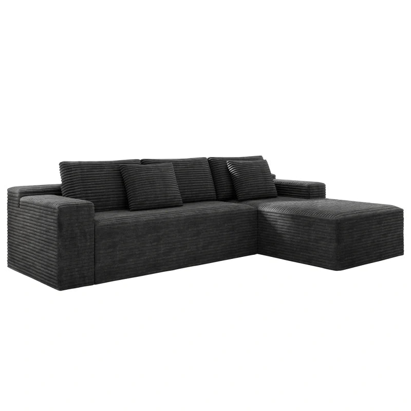 Flexo Corduroy Modular Sectional L-Shaped Sofa Chaise
