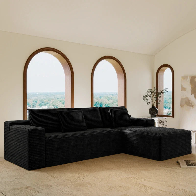 Flexo Corduroy Modular Sectional L-Shaped Sofa Chaise