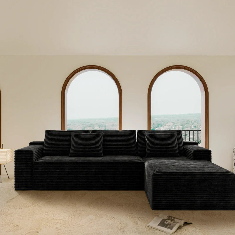 Flexo Corduroy Modular Sectional L-Shaped Sofa Chaise