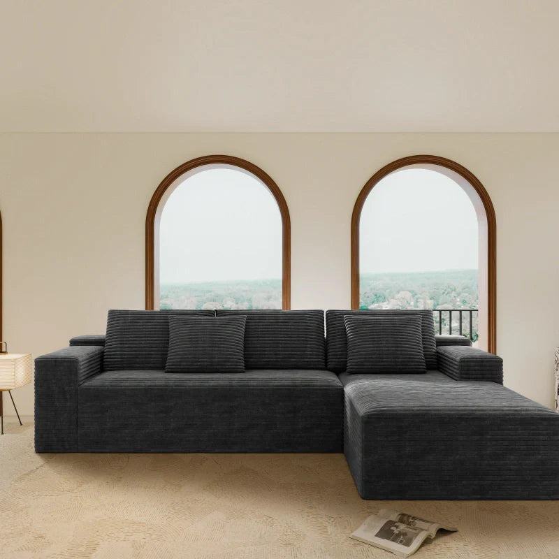 Flexo Corduroy Modular Sectional L-Shaped Sofa Chaise