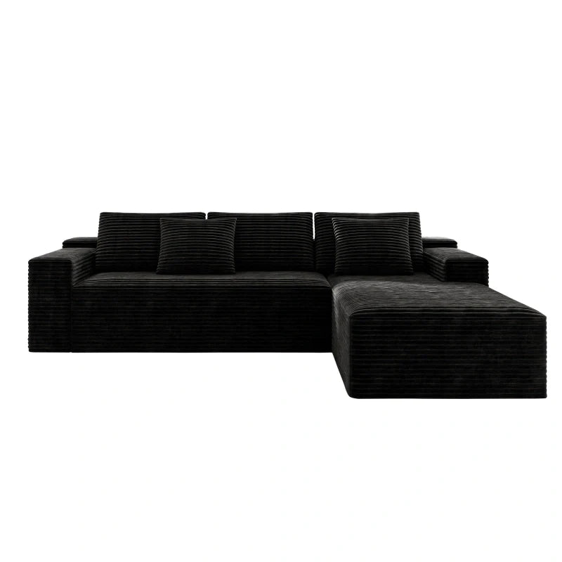 Flexo Corduroy Modular Sectional L-Shaped Sofa Chaise