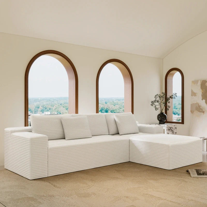 Flexo Corduroy Modular Sectional L-Shaped Sofa Chaise