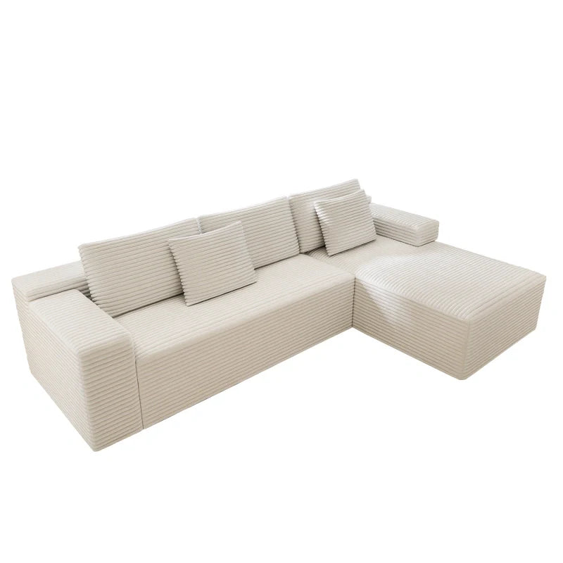 Flexo Corduroy Modular Sectional L-Shaped Sofa Chaise