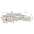 Flexo Corduroy Modular Sectional L-Shaped Sofa Chaise