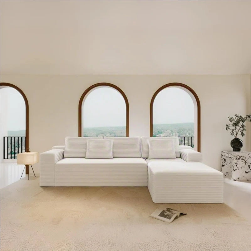 Flexo Corduroy Modular Sectional L-Shaped Sofa Chaise