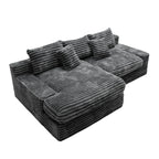 Flexo Corduroy Modular Loveseat Sofa with Chaise-Facing Left