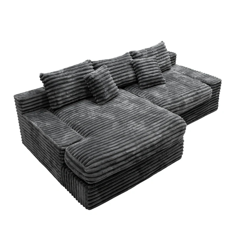 Flexo Corduroy Modular Loveseat Sofa with Chaise-Facing Left