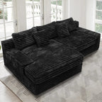 Flexo Corduroy Modular Loveseat Sofa with Chaise-Facing Left