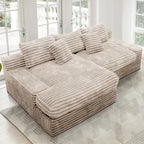 Flexo Corduroy Modular Loveseat Sofa with Chaise-Facing Left