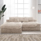 Flexo Corduroy Modular Loveseat Sofa with Chaise-Facing Left