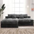 Flexo Corduroy Modular Loveseat Sofa with Chaise-Facing Left