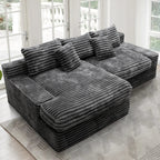 Flexo Corduroy Modular Loveseat Sofa with Chaise-Facing Left