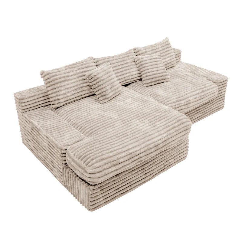 Flexo Corduroy Modular Loveseat Sofa with Chaise-Facing Left