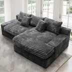 Flexo Corduroy Modular Loveseat Sofa with Chaise-Facing Right