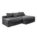 Flexo Corduroy Modular Loveseat Sofa with Chaise-Facing Right