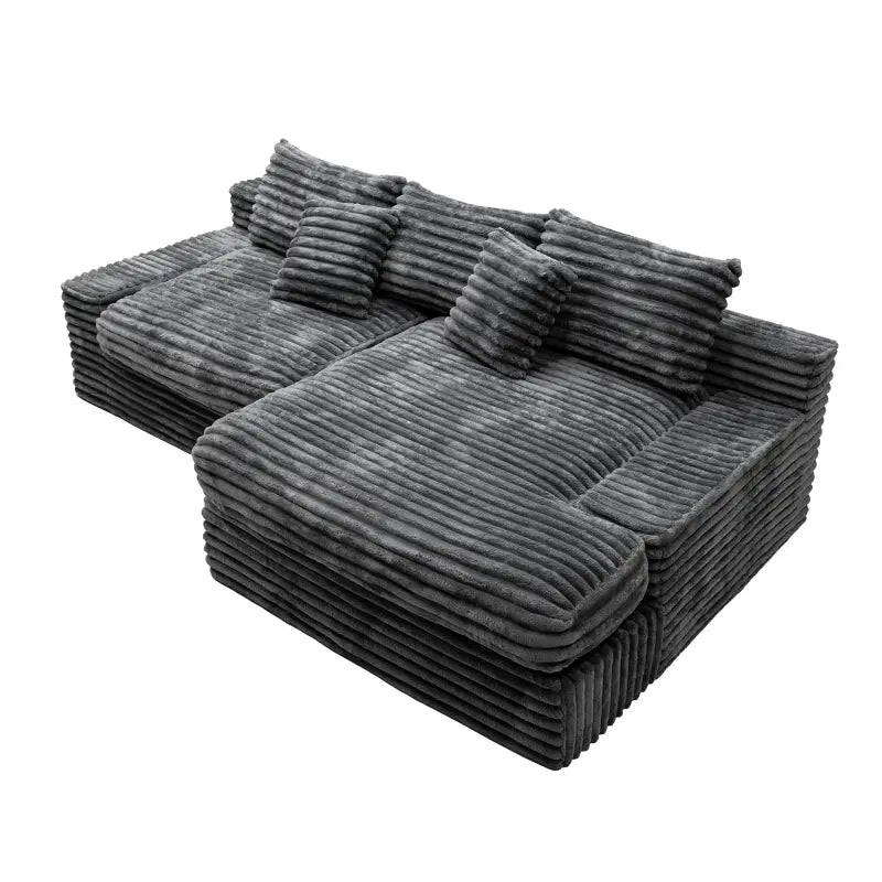 Flexo Corduroy Modular Loveseat Sofa with Chaise-Facing Right