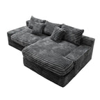 Flexo Corduroy Modular Loveseat Sofa with Chaise-Facing Right