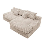 Flexo Corduroy Modular Loveseat Sofa with Chaise-Facing Right