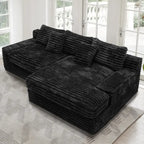 Flexo Corduroy Modular Loveseat Sofa with Chaise-Facing Right