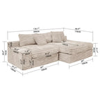 Flexo Corduroy Modular Loveseat Sofa with Chaise-Facing Right