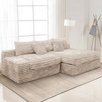 Flexo Corduroy Modular Loveseat Sofa with Chaise-Facing Right