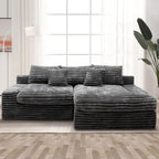Flexo Corduroy Modular Loveseat Sofa with Chaise-Facing Right