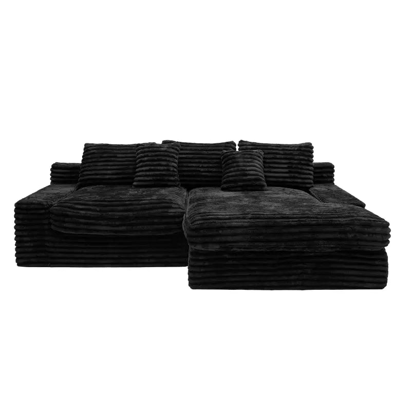 Flexo Corduroy Modular Loveseat Sofa with Chaise-Facing Right