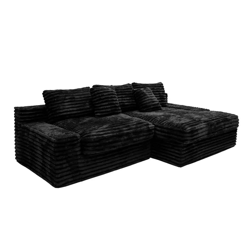 Flexo Corduroy Modular Loveseat Sofa with Chaise-Facing Right