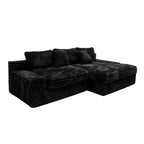 Flexo Corduroy Modular Loveseat Sofa with Chaise-Facing Right