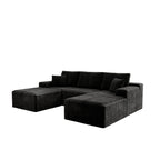 Flexo Corduroy Modular Sectional U-Shaped Sofa with Chaise
