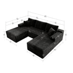 Flexo Corduroy Modular Sectional U-Shaped Sofa with Chaise