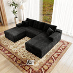 Flexo Corduroy Modular Sectional U-Shaped Sofa with Chaise