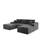 Flexo Corduroy Modular Sectional U-Shaped Sofa with Chaise