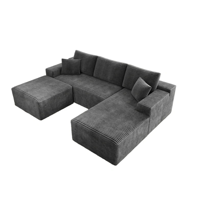 Flexo Corduroy Modular Sectional U-Shaped Sofa with Chaise