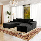 Flexo Corduroy Modular Sectional U-Shaped Sofa with Chaise