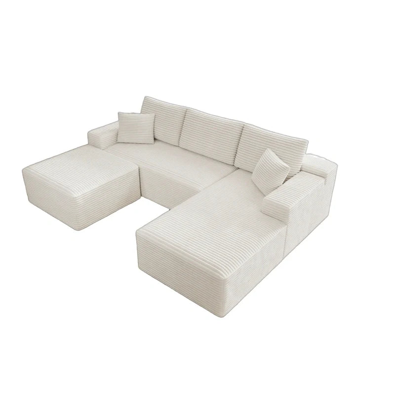 Flexo Corduroy Modular Sectional U-Shaped Sofa with Chaise