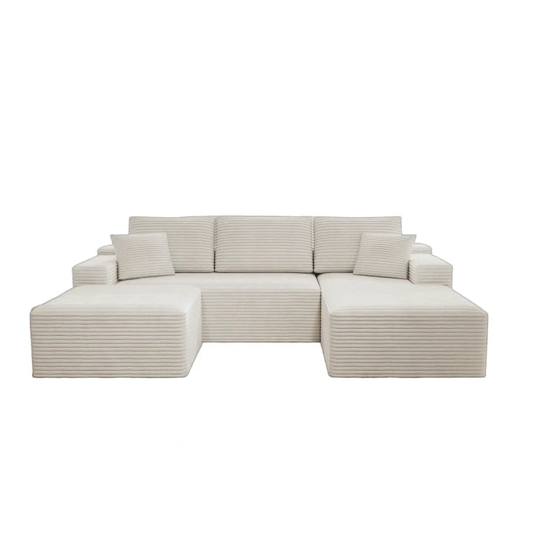 Flexo Corduroy Modular Sectional U-Shaped Sofa with Chaise