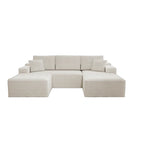 Flexo Corduroy Modular Sectional U-Shaped Sofa with Chaise